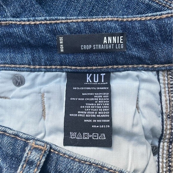 Kut From The Kloth Jeans Annie Mid Rise Cropped Straight Leg Medium Wash Size 4 - Picture 7 of 10